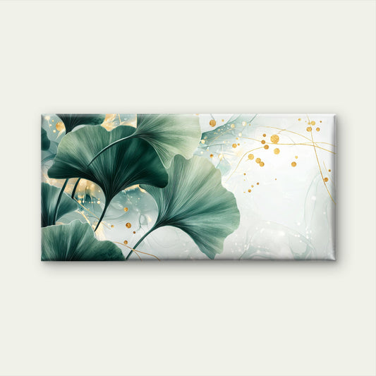 Green Ginkgo Leaf Abstract Gold Wall Art Canvas Office Home Room Framed 120x60cm