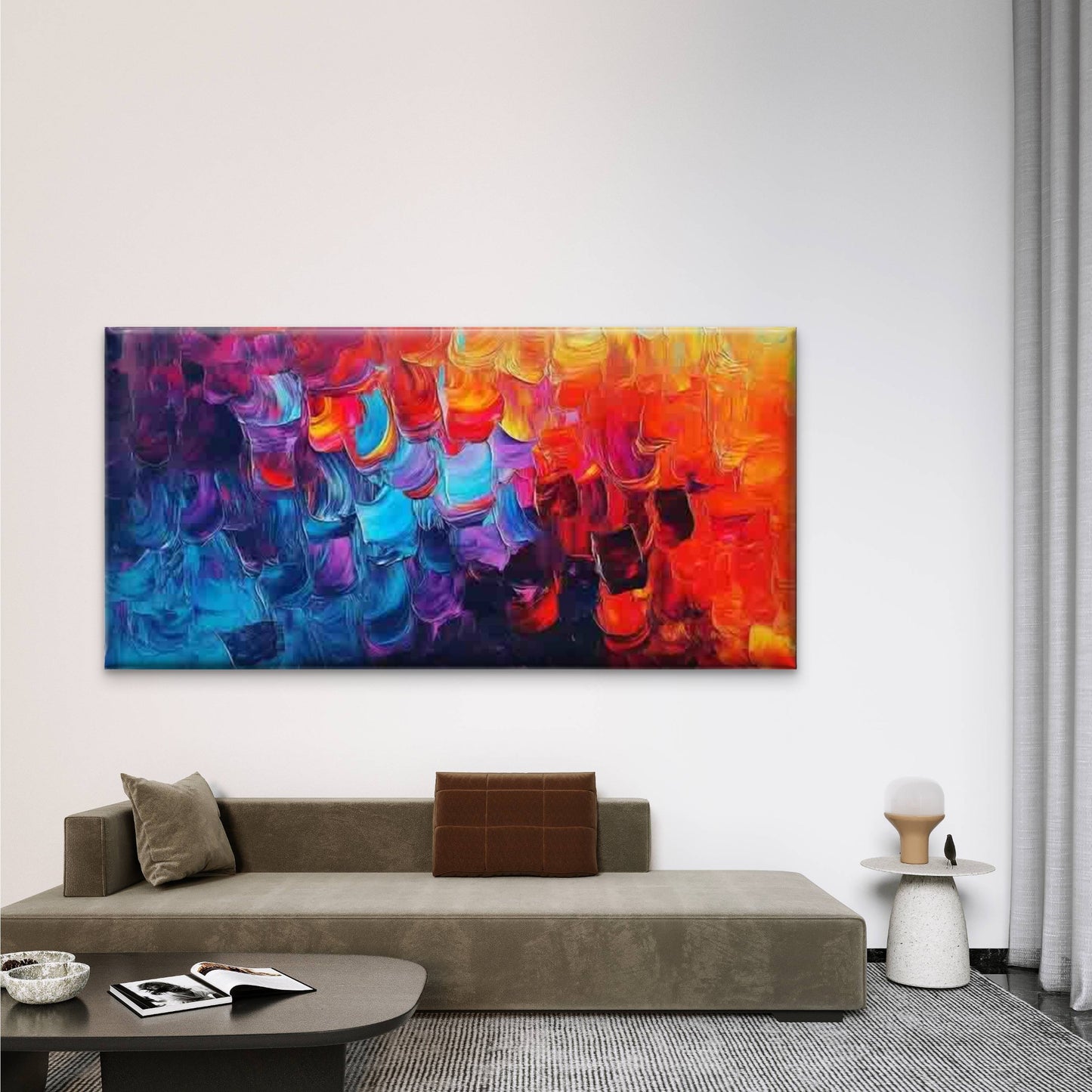 Abstract Brush Strokes Design Wall Art Canvas Office Home Room Framed 120x60cm - Bella Home Decor