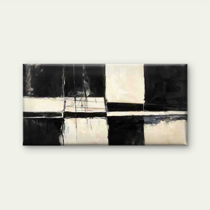 Black And White Geometric Desig Wall Art Canvas Office Home Room Framed 120x60cm