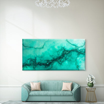 Turquoise Marble Vein Texture Wall Art Canvas Office Home Room Framed 120x60cm - Bella Home Decor