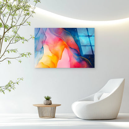 Teal Pink Alcohol Ink Abstract Glass Printing Wall Art Australian Made Quality
