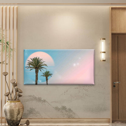 Surreal Landscape Palm Tree Wall Art Canvas Office Home Room Framed 120x60cm