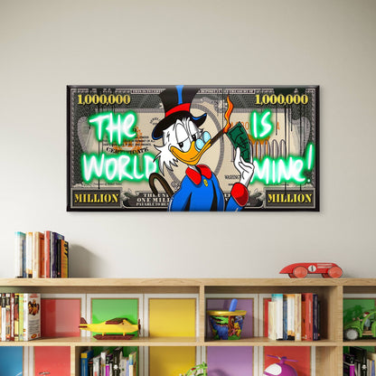 Rich Duck Burning Cash Wall Art Canvas Office Home Room Framed 120x60cm - Bella Home Decor