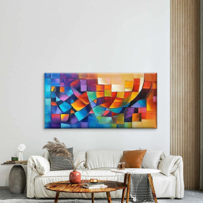 Vibrant Geometric Abstract Art Wall Art Canvas Office Home Room Framed 120x60cm - Bella Home Decor