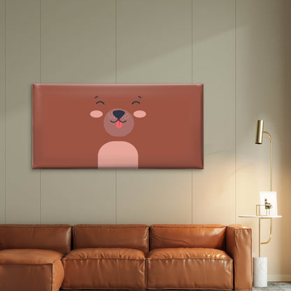 Minimalist Brown Bear Face Wall Art Canvas Office Home Room Framed 120x60cm