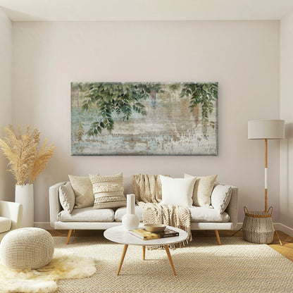 Green Tree Leaves Shabby Chic Wall Art Canvas Office Home Room Framed 120x60cm