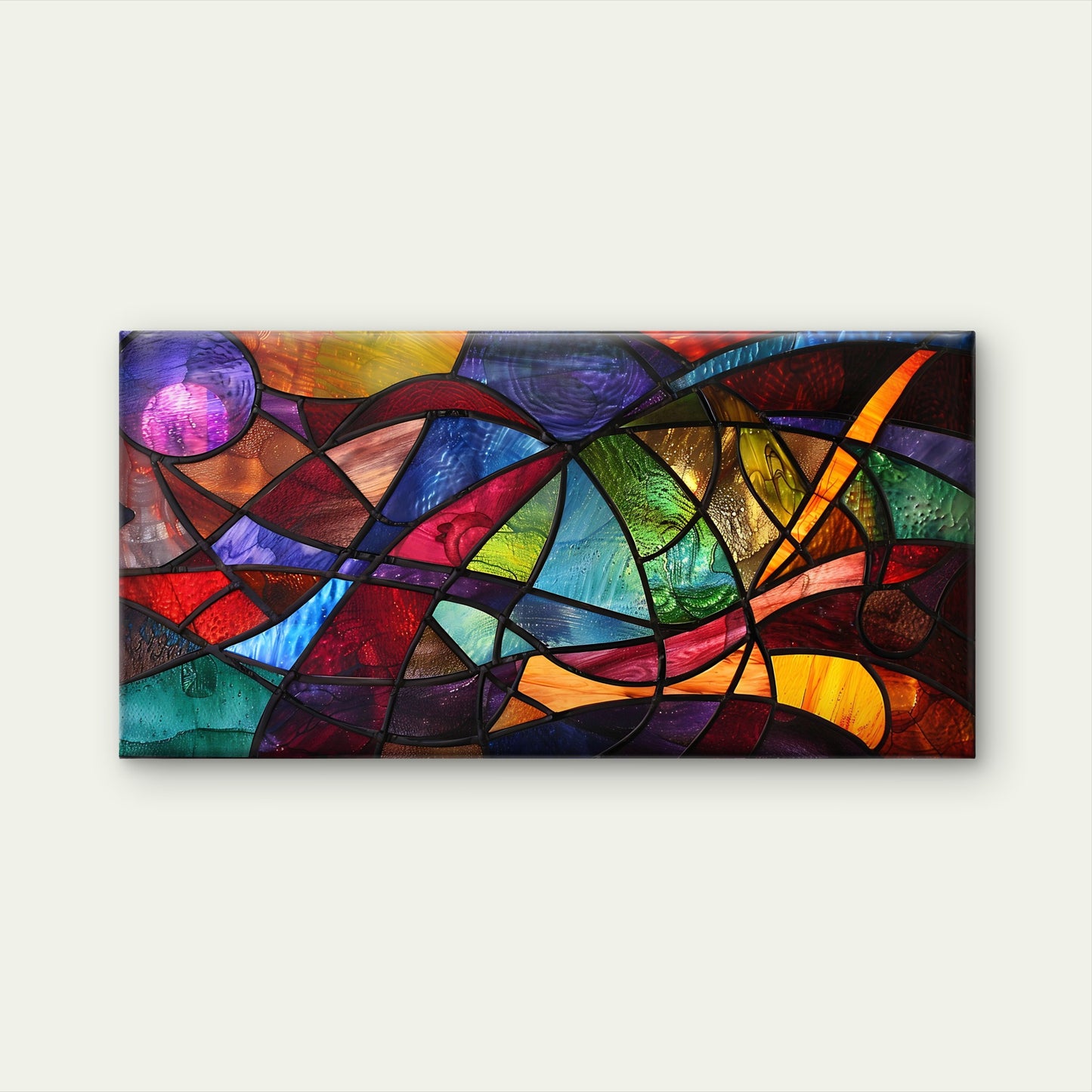 Colorful Glass Mosaic Wave Wall Art Canvas Office Home Room Framed 120x60cm