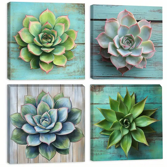 4pcs Colorful Flowers and Beauty   Wall Art Canvas Framed