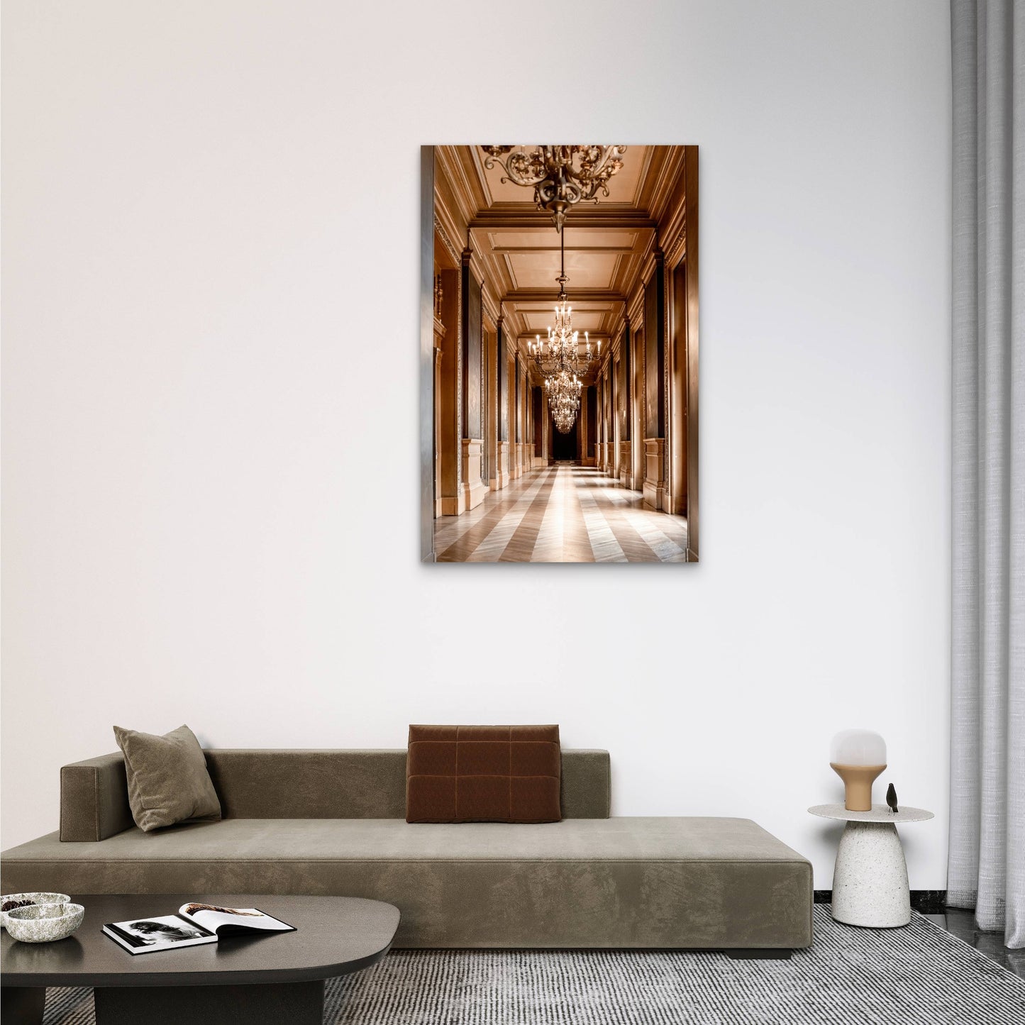 Photograph Of A Luxurious Ornate Hotel Corridor 60x90cm Metal Print Ready to Hang