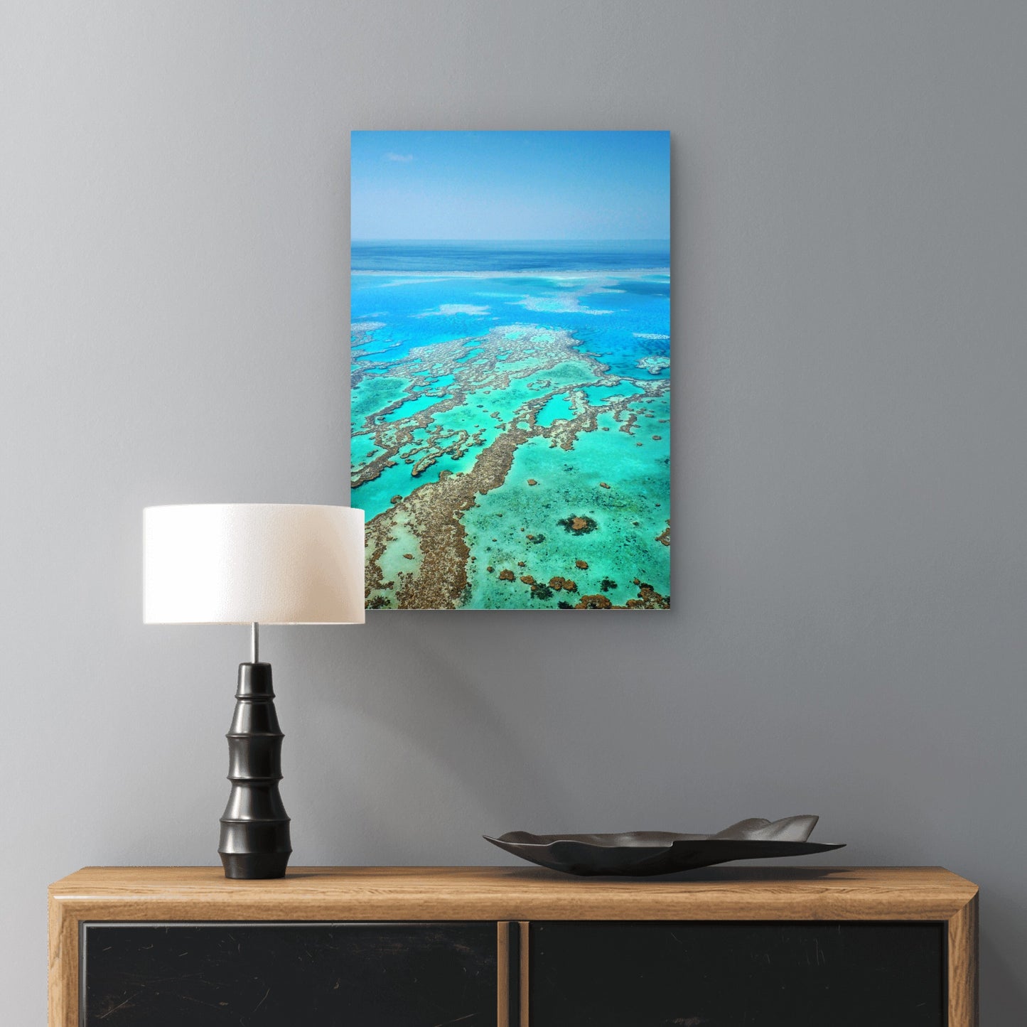 Great Barrier Reef Aerial Marine Seascape 40x60cm Metal Print Ready to Hang