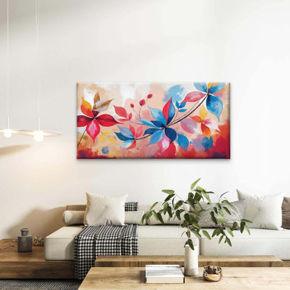 Colorful Floral Watercolor Botanical Abstract Wall Art Canvas Office Home Room Framed 120x60cm