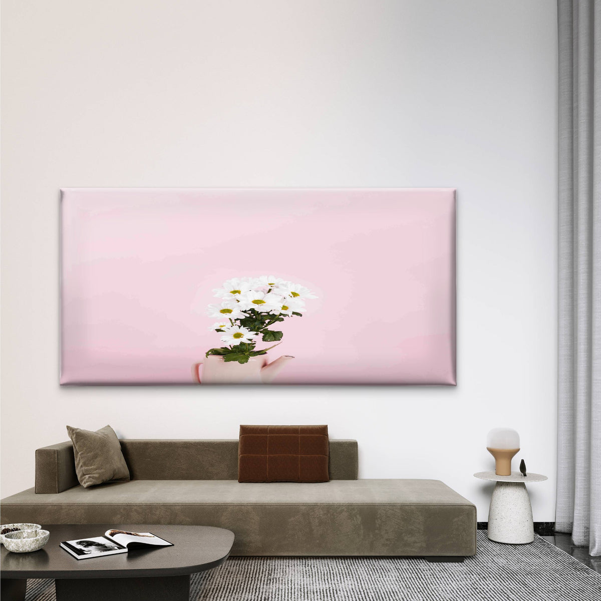 Daisy Flower in Pot Wall Art Canvas Office Home Room Framed 120x60cm