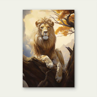 Majestic Golden Lion King Wildlife 40x60cm Metal Print Ready to Hang