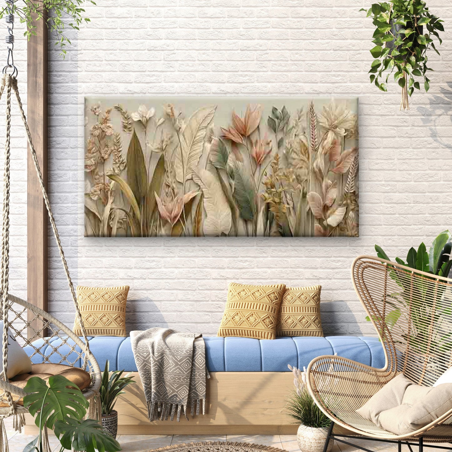 Abstract Design of Autumn Plant Wall Art Canvas Office Home Room Framed 120x60cm