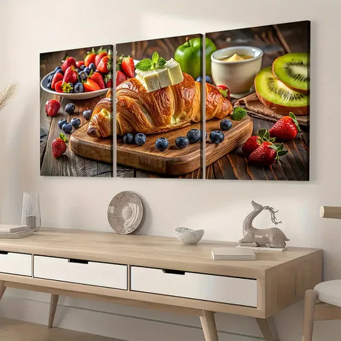 3pcs Modern Style Kitchen Bread Food Gastronomic Art Wall Art Canvas Unframed - High Quality Print 100% Australian Made Wall Canvas
