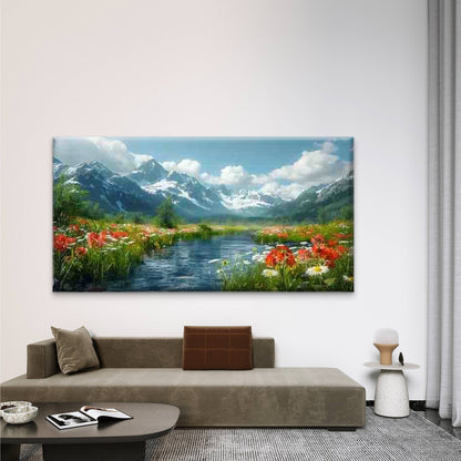 Abstract Flower Field Wall Art Canvas Office Home Room Framed 120x60cm