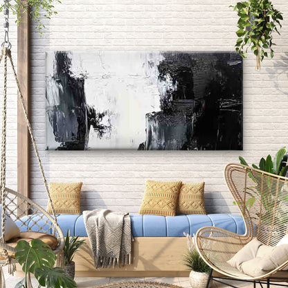 Abstract Black and White Wall Art Canvas Office Home Room Framed 120x60cm