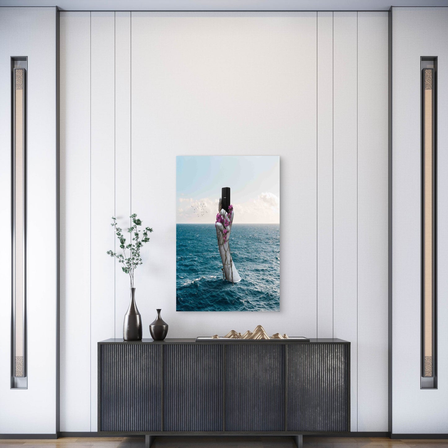 Carbon Footprint Technology Collage Metal Print Ready to Hang
