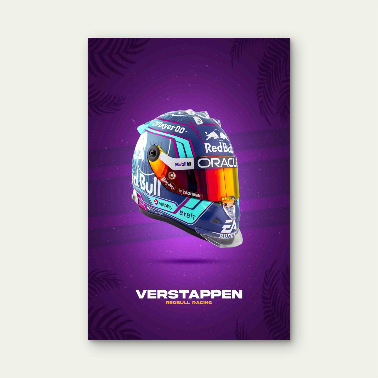 Vibrant Purple Motorsport Racing Helmet 60x90cm Metal Print Ready to Hang