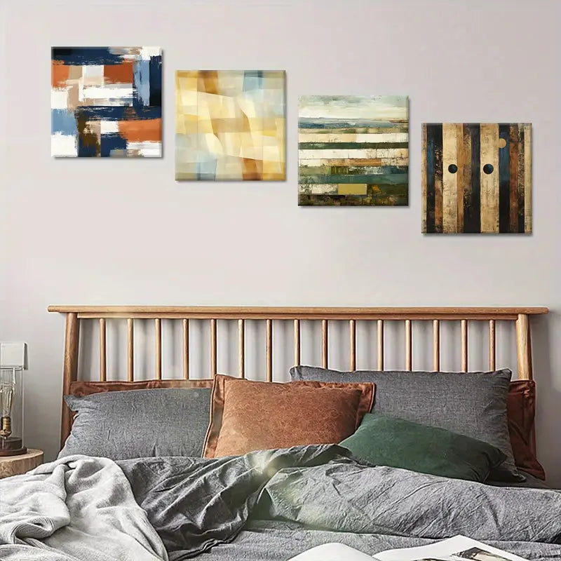 4pcs Deco Style, Floral Pattern B Wall Art Canvas Framed