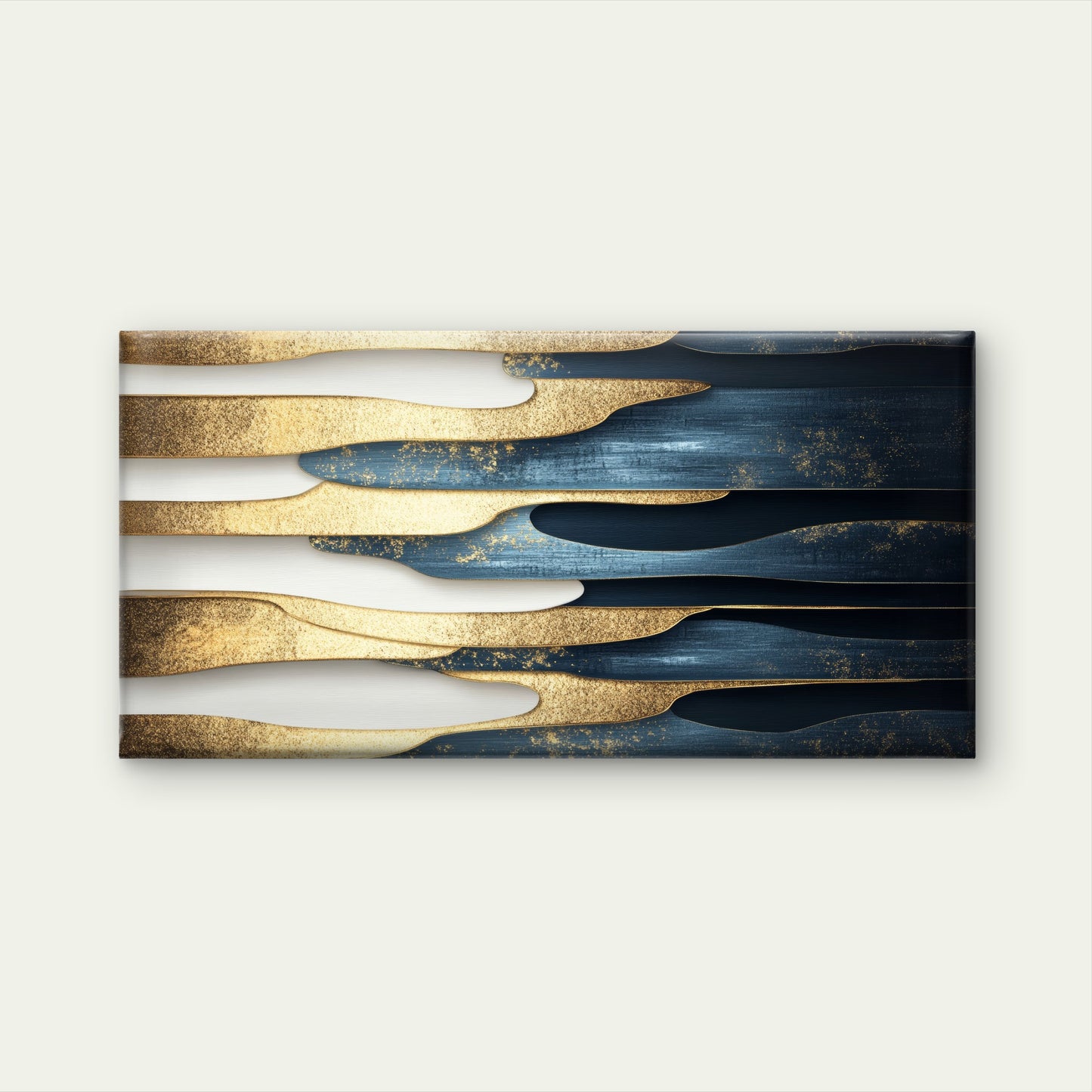 Navy Blue Gold Pattern Abstract Wall Art Canvas Office Home Framed 120x60cm