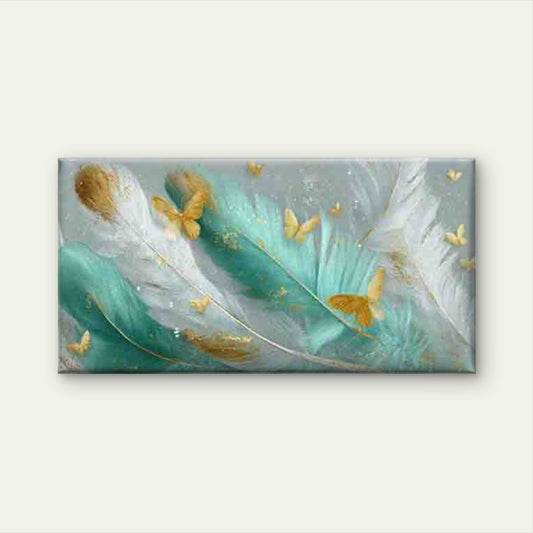 Abstract Feathers And Butterfli Wall Art Canvas Office Home Room Framed 120x60cm