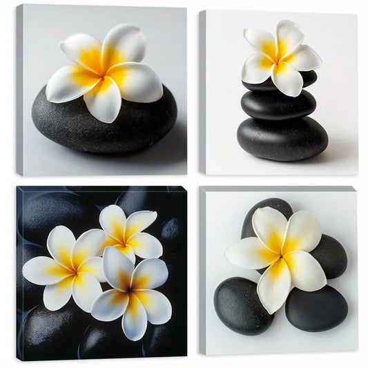 4pcs Egg Flower Art Prints Wall Art Canvas Framed