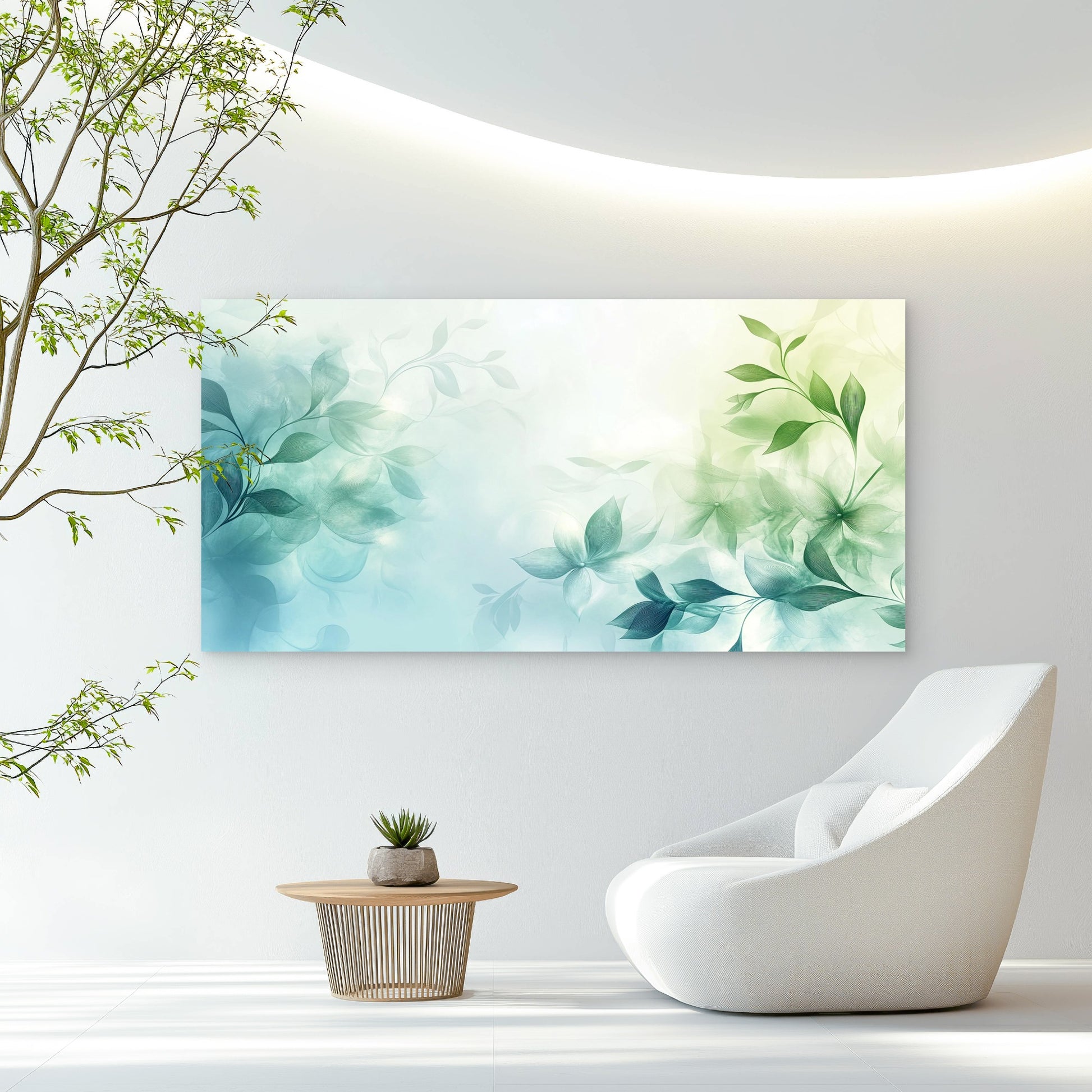Abstract Botanical Painting Wall Art Canvas Office Home Room Framed 120x60cm - Bella Home Decor