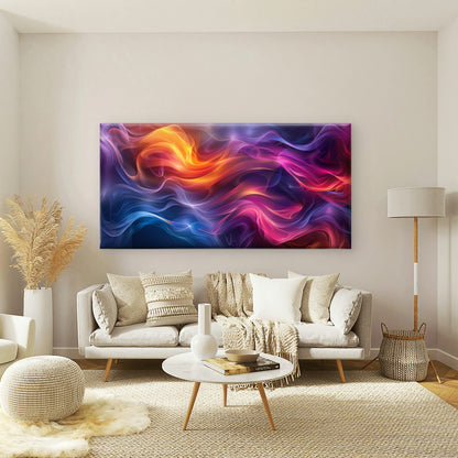 Abstract Flowing Smoke Waves Wall Art Canvas Office Home Room Framed 120x60cm