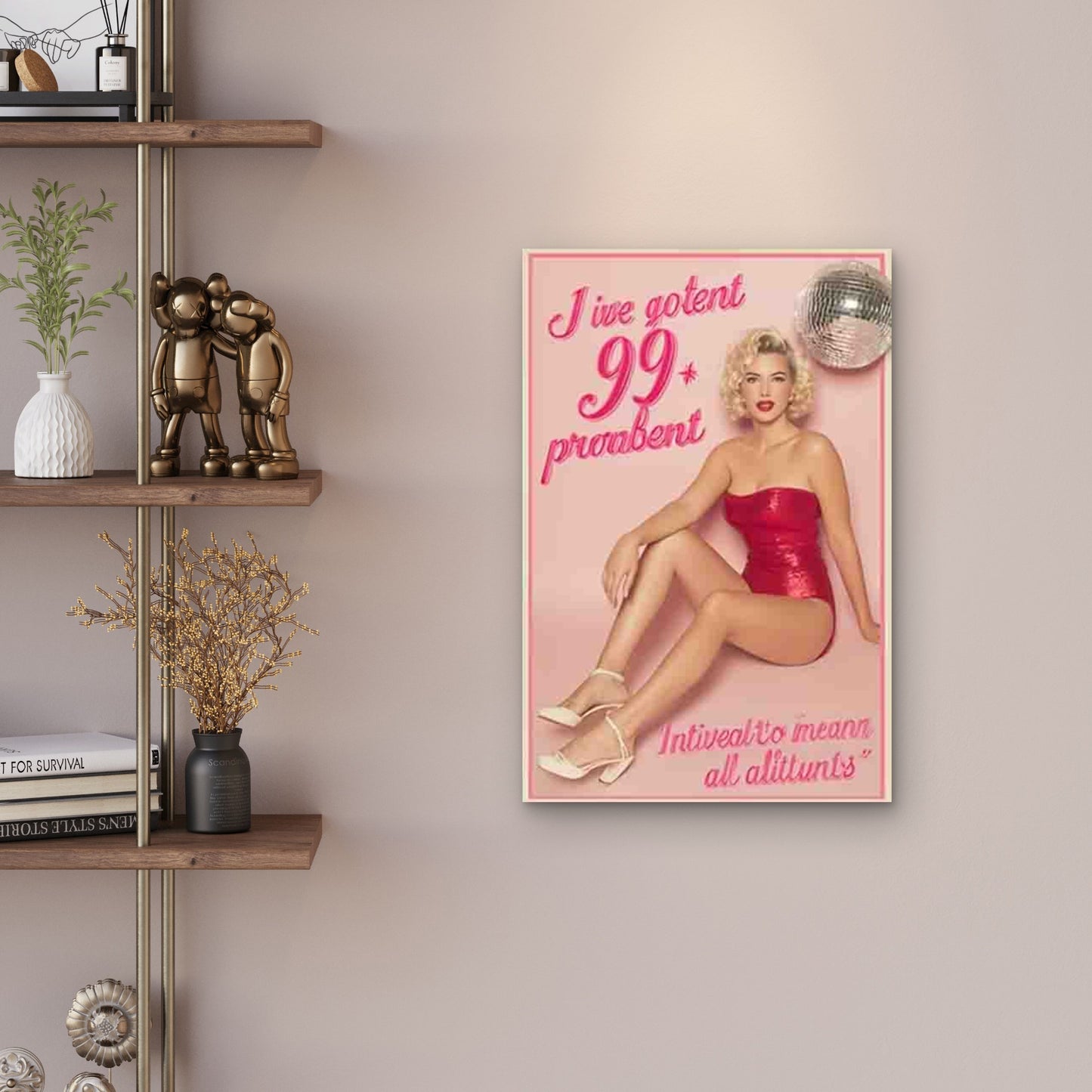 Glamorous Retro Disco Vibes Metal Print Ready to Hang