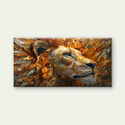 Mosaic Lion Fire Canvas Wall Art Canvas Office Home Room Framed 120x60cm