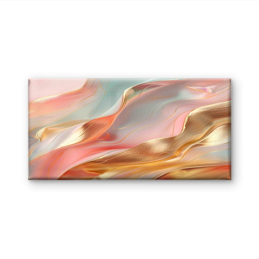 Liquid Coral Nectarine Mint Wall Art Canvas Office Home Room Framed 120x60cm