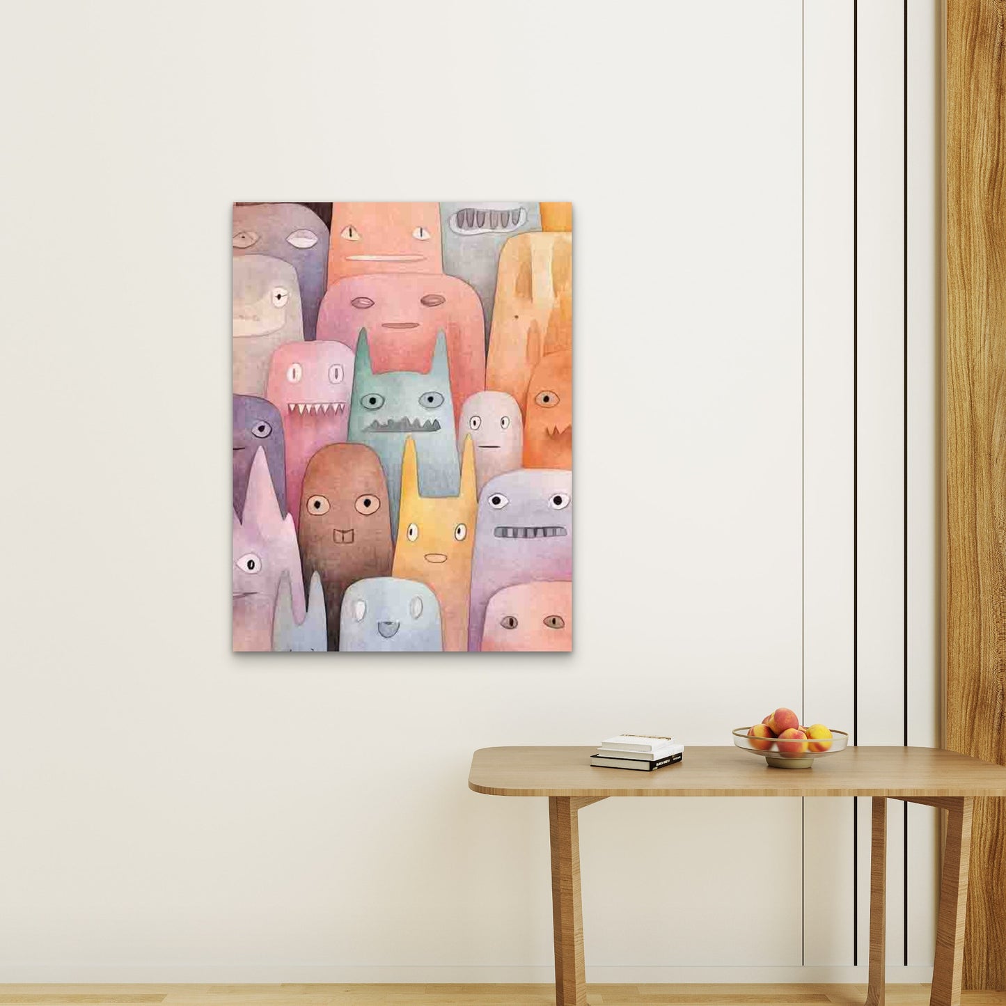 Featuring Pastel Tones Monsters 60x90cm Metal Print Ready to Hang - Bella Home Decor