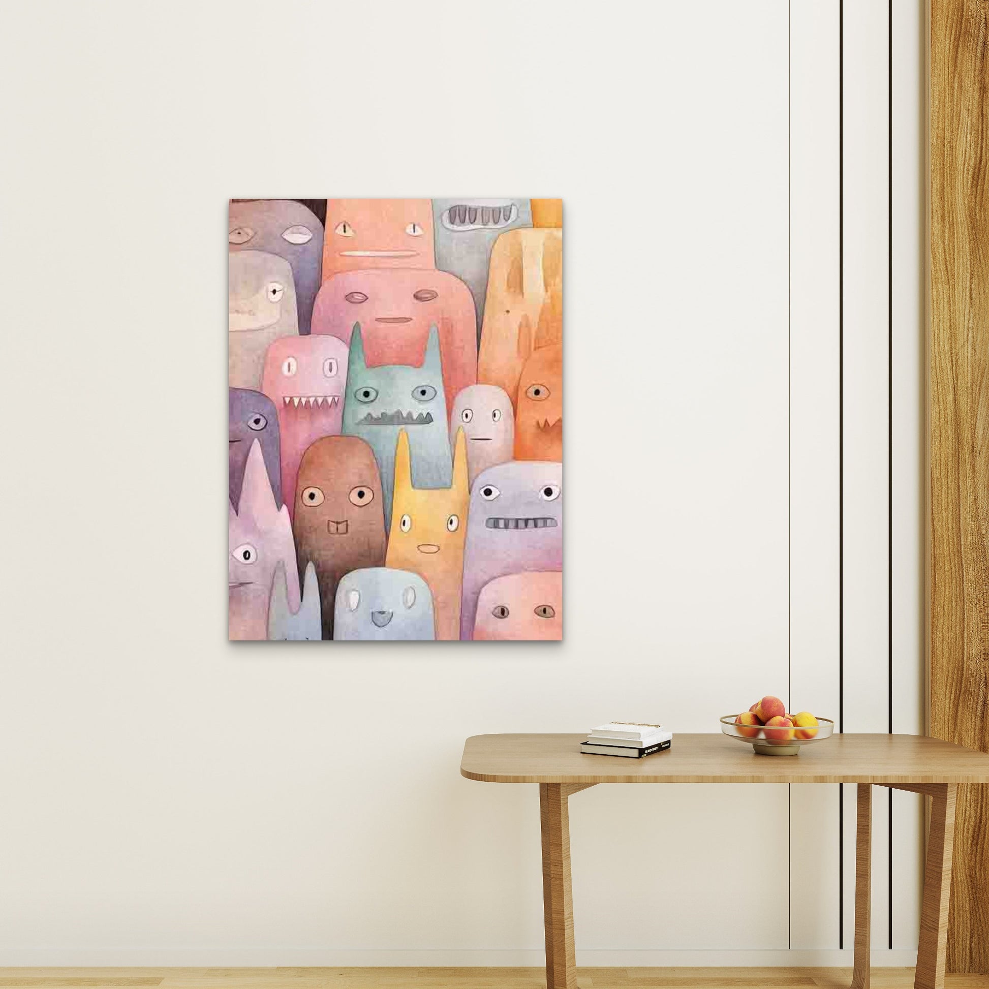 Featuring Pastel Tones Monsters Metal 40x60cm Print Ready to Hang - Bella Home Decor