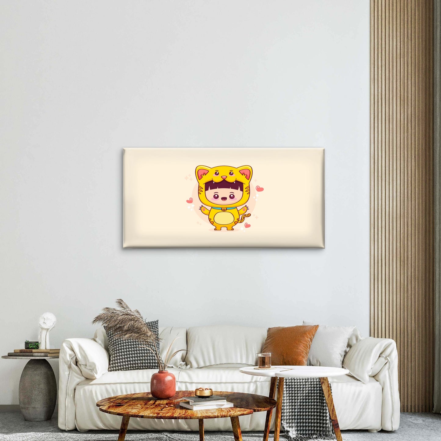 Kawaii Child Tiger Costume HeartWall Art Canvas Office Home Room Framed 120x60cm