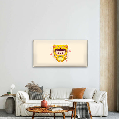 Kawaii Child Tiger Costume HeartWall Art Canvas Office Home Room Framed 120x60cm