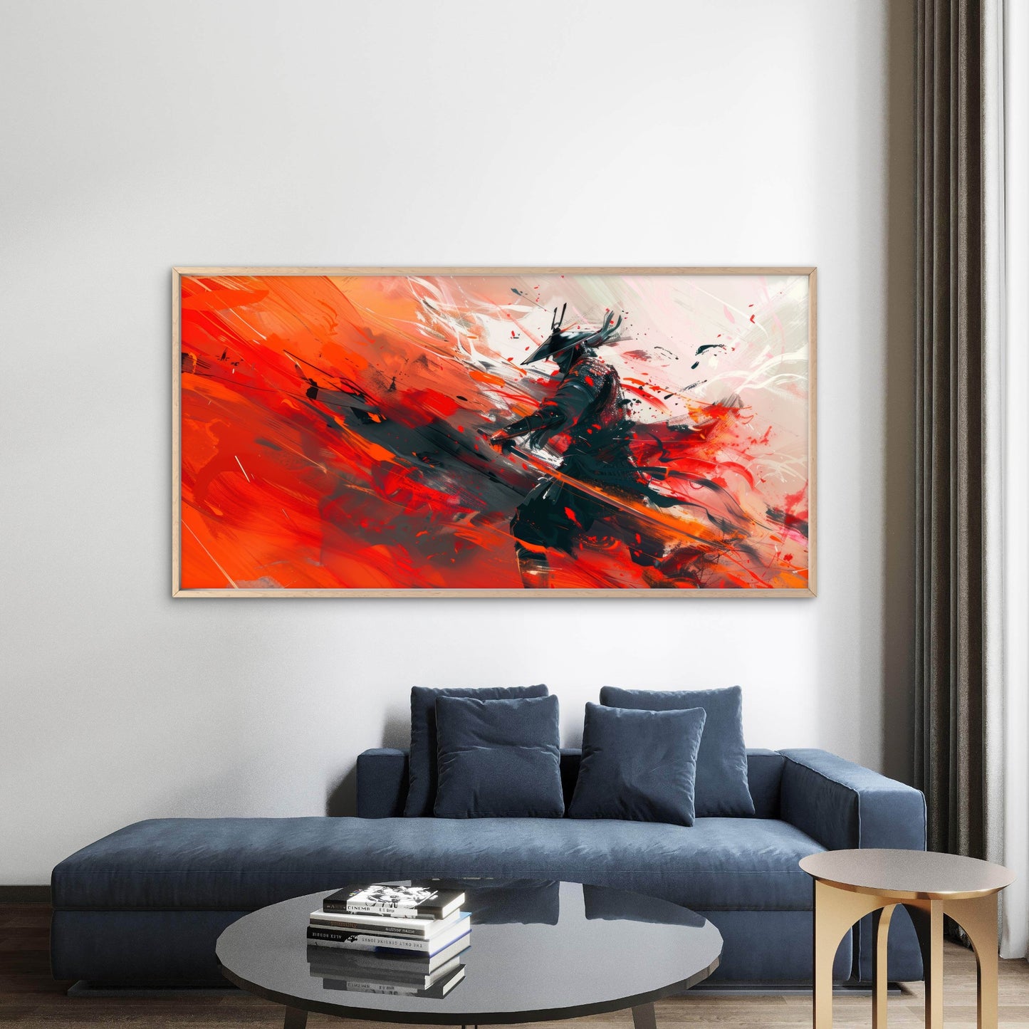 Ronin Samurai Warrior Mountain Wall Art Canvas Office Home Room Framed 120x60cm
