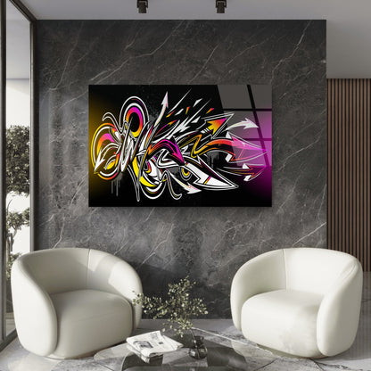 Modern Abstract Graffiti Art Spray Paint  Acrylic Glass Printing Wall Art Australian Made Quality