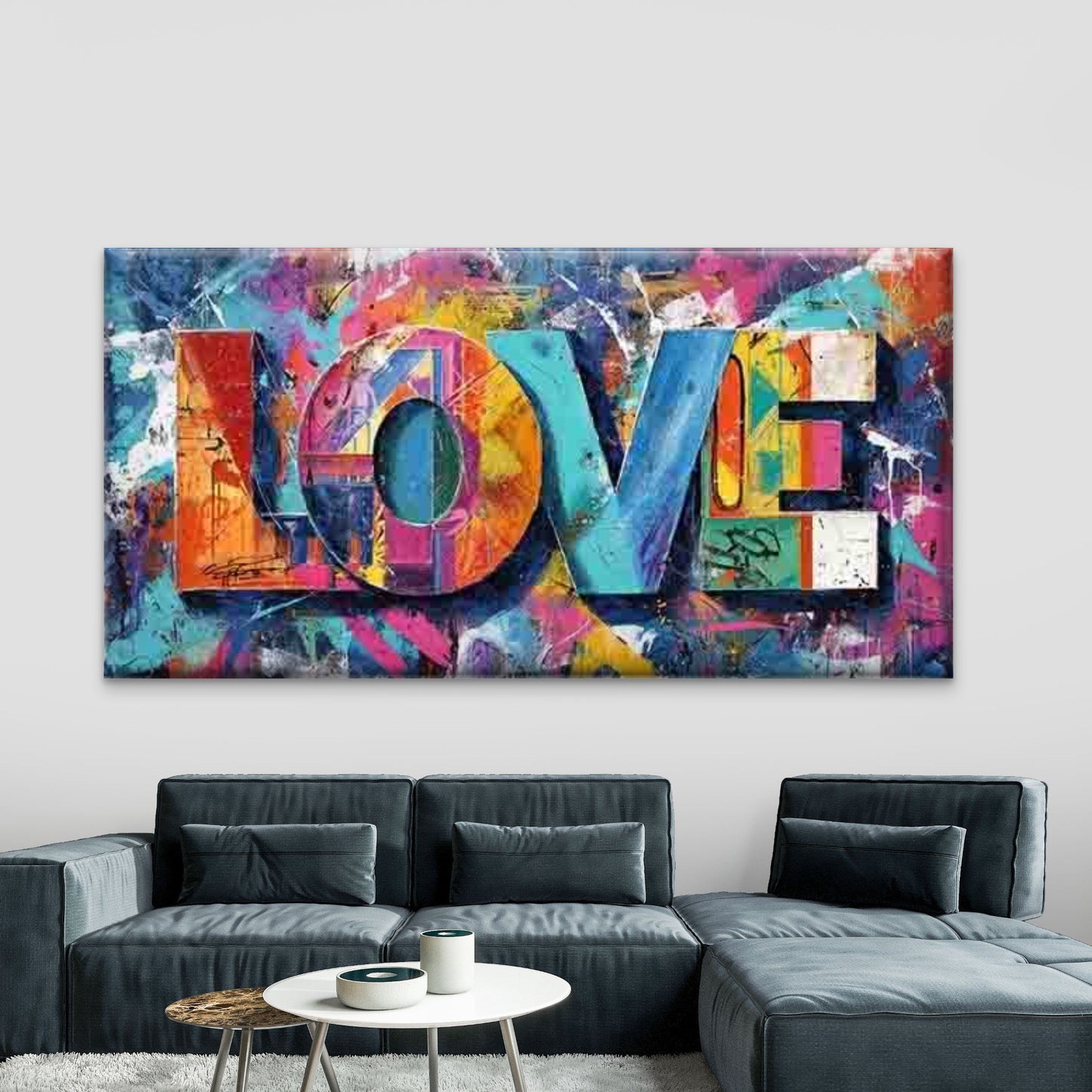 Touch of Love in Vibrant Colors Wall Art Canvas Office Home Room Framed 120x60cm