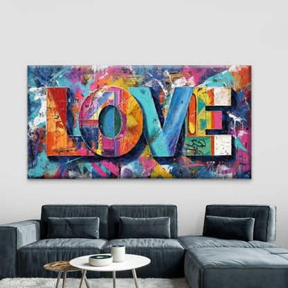 Touch of Love in Vibrant Colors Wall Art Canvas Office Home Room Framed 120x60cm