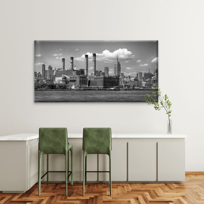 NYC Skyline Black White Wall Art Canvas Office Home Room Framed 120x60cm