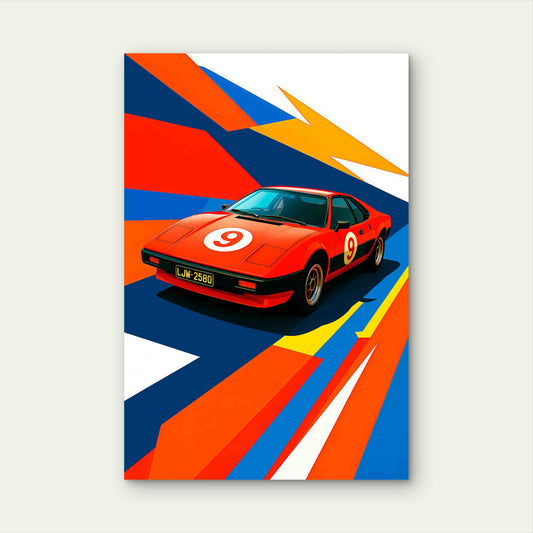 Bold Geometric Motorsport 60x90cm Metal Print Ready to Hang