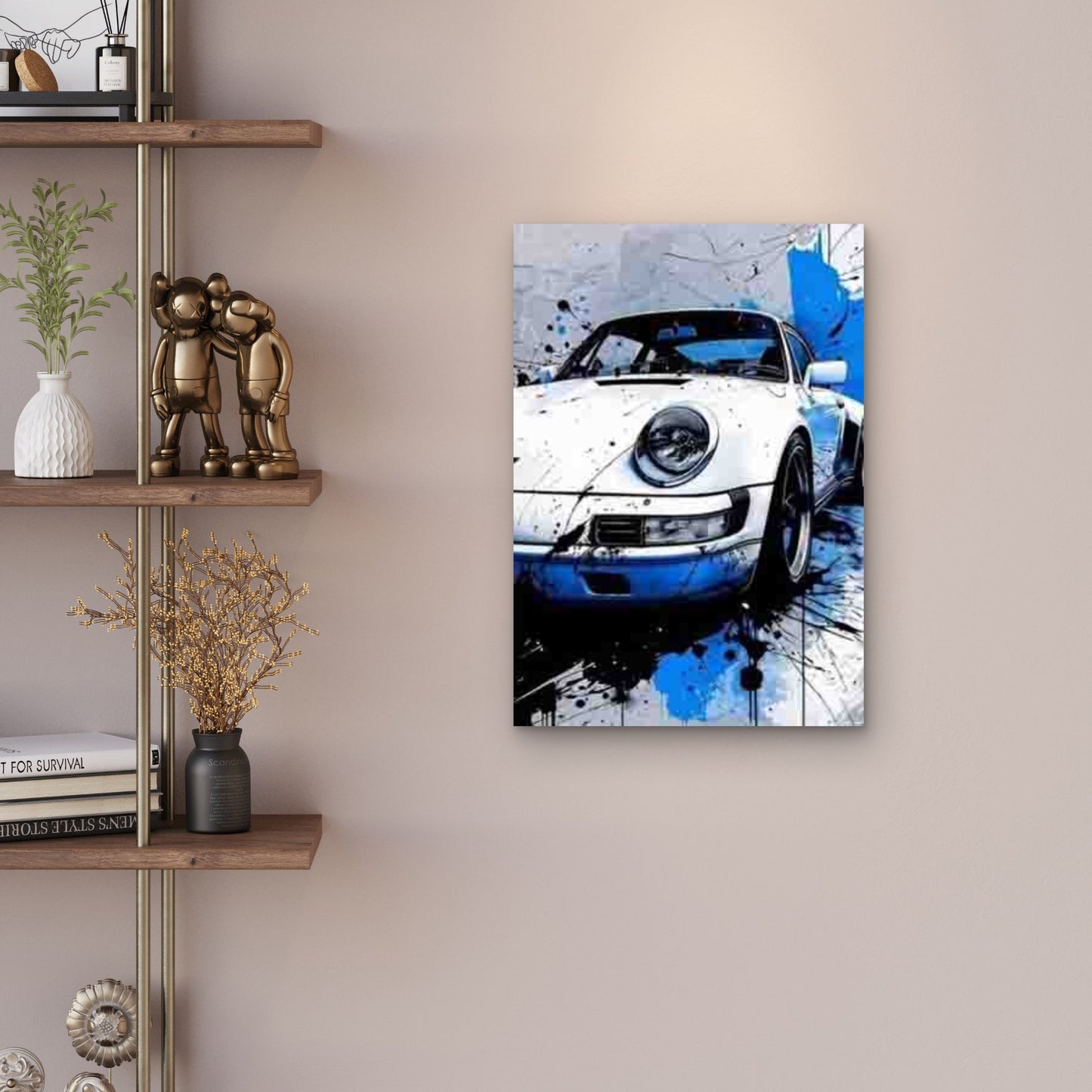 Dynamic Drive Sports Car Splash Art Metal Print Ready to Hang - Bella Home Decor