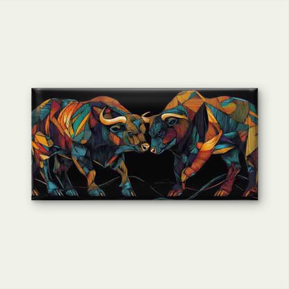 Two Bulls Confrontation Wall Art Canvas Office Home Room Framed 120x60cm