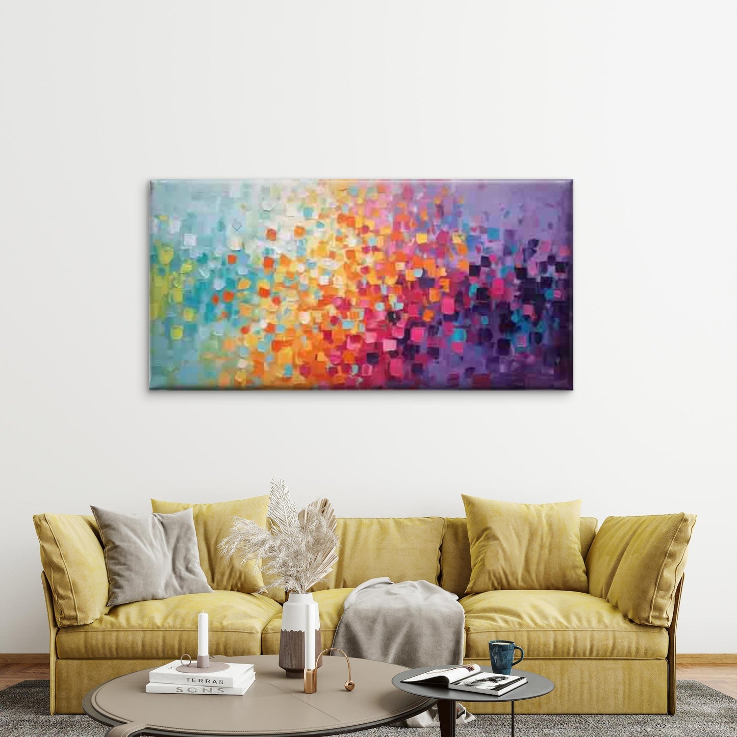 Colorful Abstract Geometric Wall Art Canvas Office Home Room Framed 120x60cm - Bella Home Decor