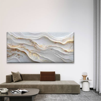 Golden Accent Abstract Wave Wall Art Canvas Office Home Room Framed 120x60cm