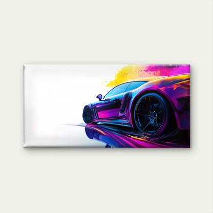 Vibrant Abstract Sports Car Wall Art Canvas Office Home Room Framed 120x60cm