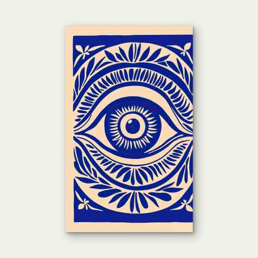 Blue Oriental Mysterious Eye Metal Print Ready to Hang