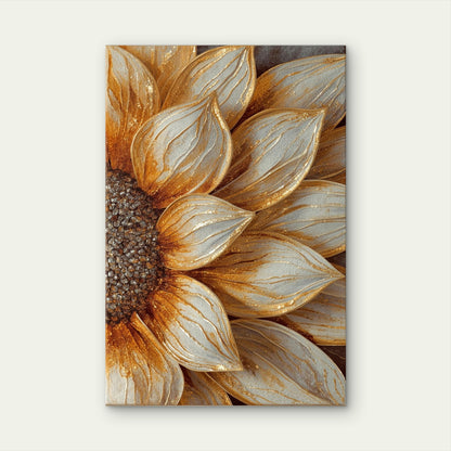 Bo Boho Gold Sunflower Rustic Textured Art 40x60cm Metal Print Ready to Hang
