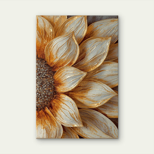 Bo Boho Gold Sunflower Rustic Textured Art 40x60cm Metal Print Ready to Hang